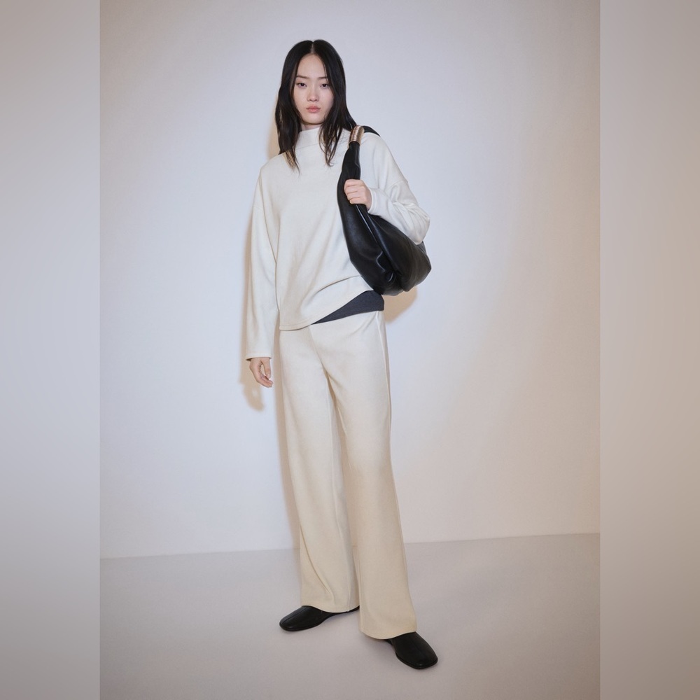 Mango Cream corduroy Co-ord set sweatshirt + pants NWT